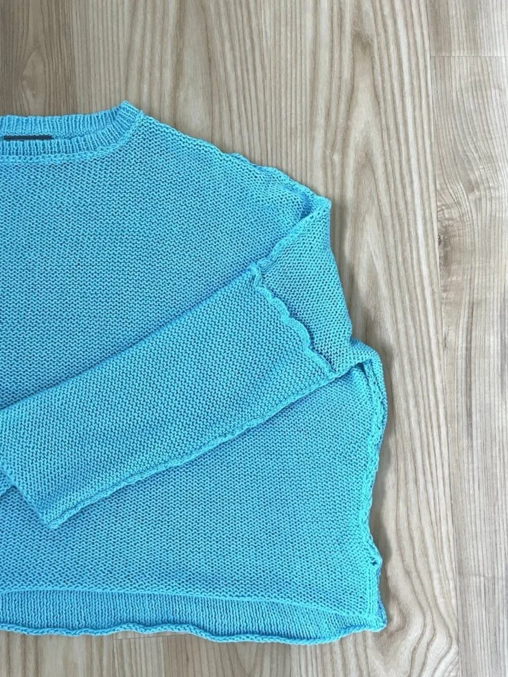 WOODEN SHIPS Open-Knit Chunky Oversized Pull-Over Sweater Turquoise size X/L